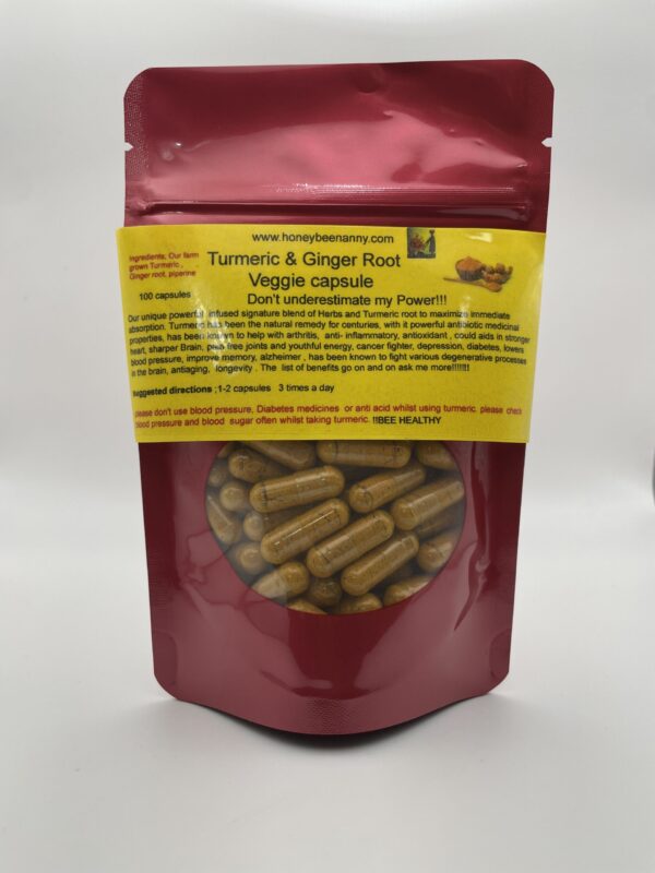 Honey Bee Nanny Turmeric & Ginger Root 100 Capsules